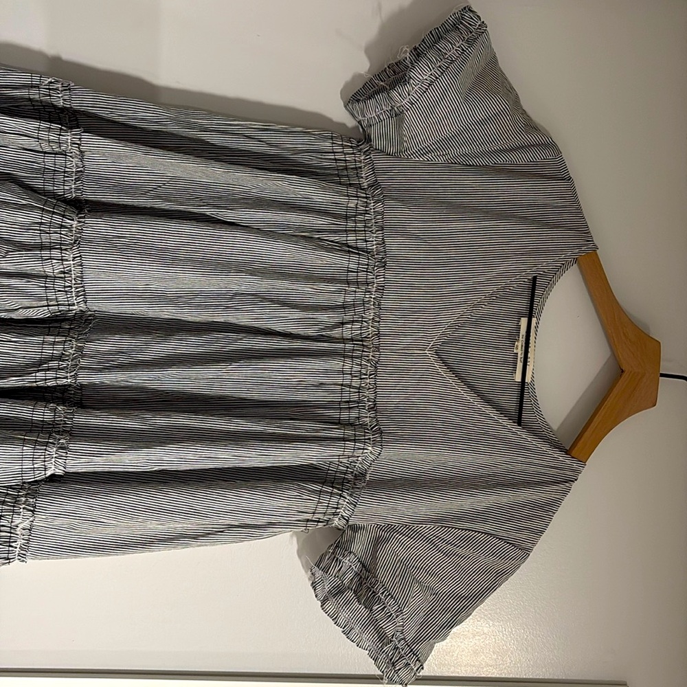 Called to Surf classy navy pinstriped long maxi dress SMALL